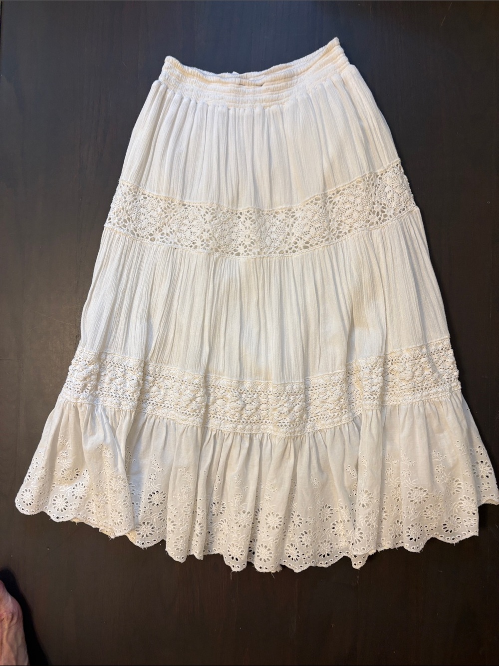 Polo by Ralph Lauren - Girls White Tiered Eyelet Maxi Skirt